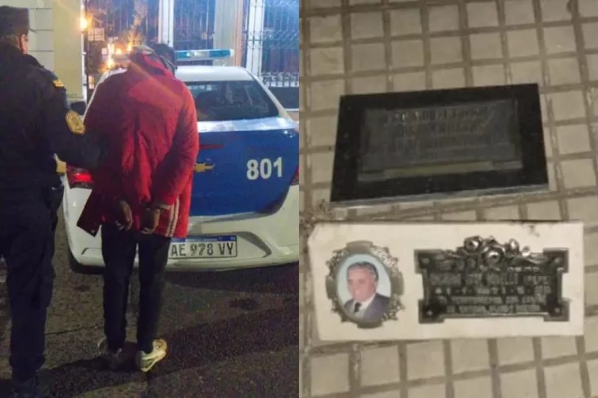 Detuvieron a un joven que robaba placas de bronce en el cementerio municipal