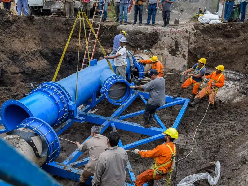 Finalizaron la conexión del caño de 630 en la Planta Potabilizadora