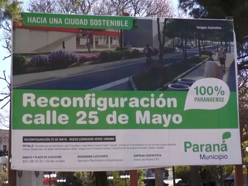 Avanza la reconfiguraci&oacute;n de calle 25 de Mayo y modifican recorridos de seis l&iacute;neas de colectivos