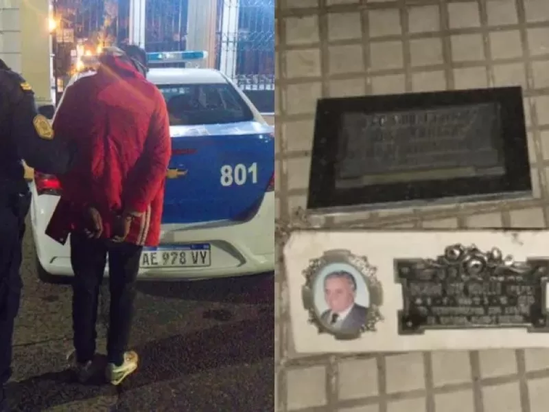 Detuvieron a un joven que robaba placas de bronce en el cementerio municipal